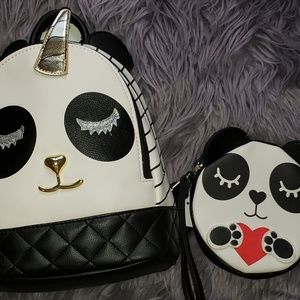 Betsey Johnson panda backpack and wallet set